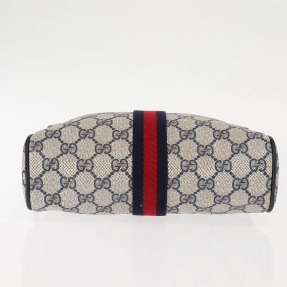GUCCI GG Supreme Sherry Line Clutch Bag Red Navy - Picture 7 of 14